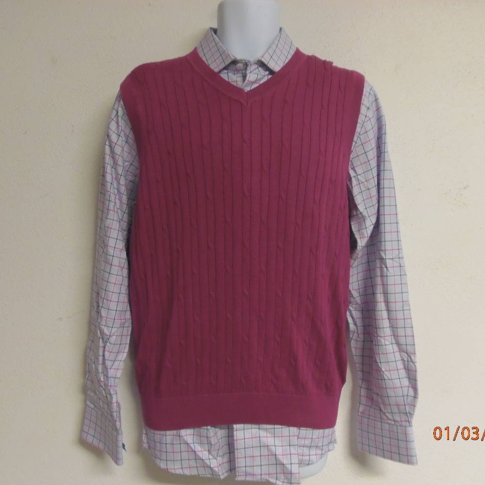 Plaid Button Down and Sweater Vest Combo